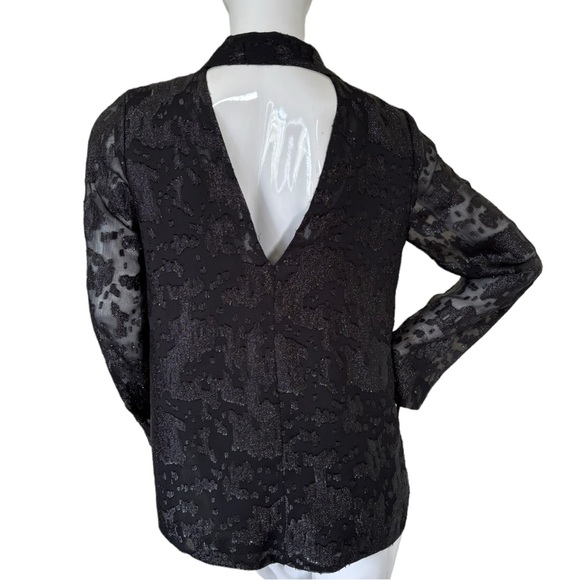 BCBGeneration blazer jacket shawl leopard shimmer design cutout open back NWT M - Picture 12 of 17